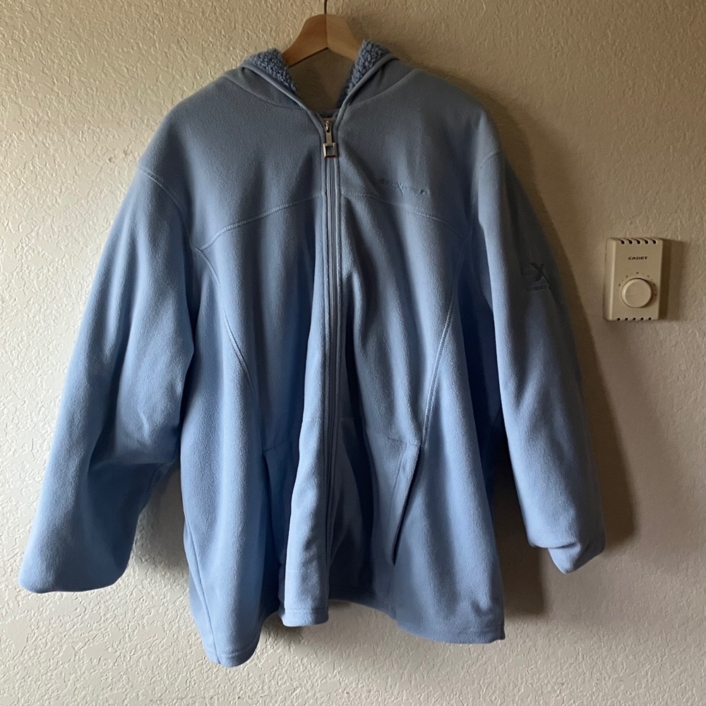 ZeroXposur Sky Blue Sherpa Lined w. Pockets Fleece Zipped Hoodie Jacket women 2X